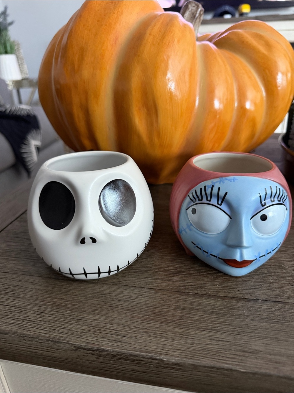 Disney Jack Skellington & Sally Ceramic mugs - White & Blue
